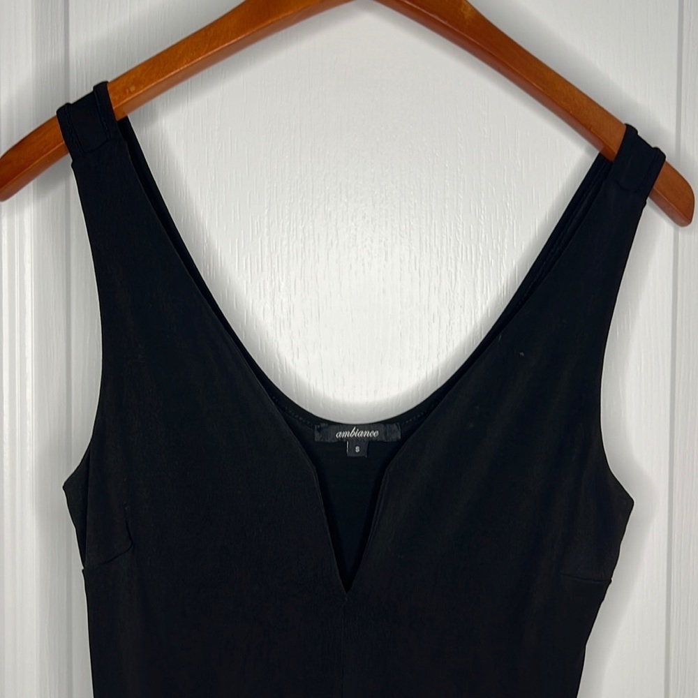 Ambiance v-neck long black romper small